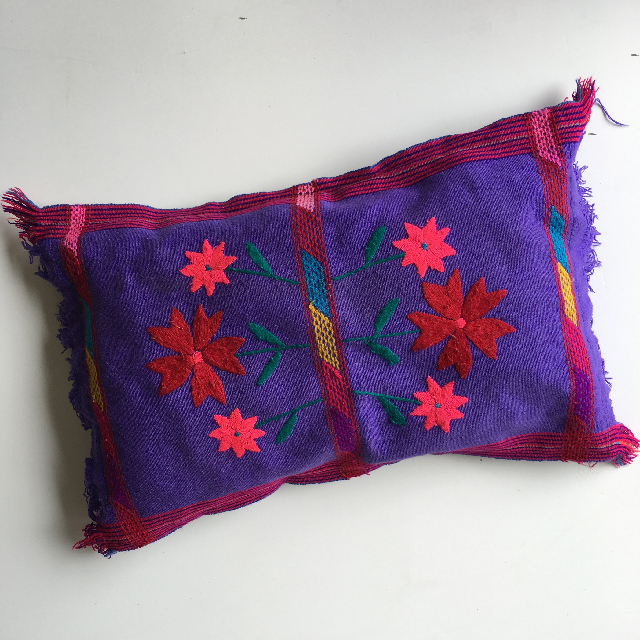 CUSHION, Purple Embroidered Pillow